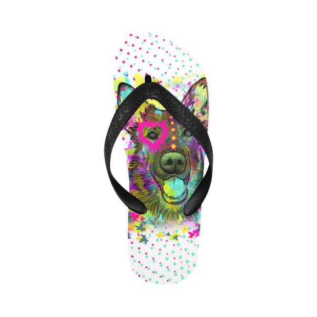 Preview: Flip Flops Hundemotiv Bootsmann - Strandsandalen, Sandalen, bunt, Grösse 38-45, Unisex, Mischling, Mix, Deutscher Schäferhund